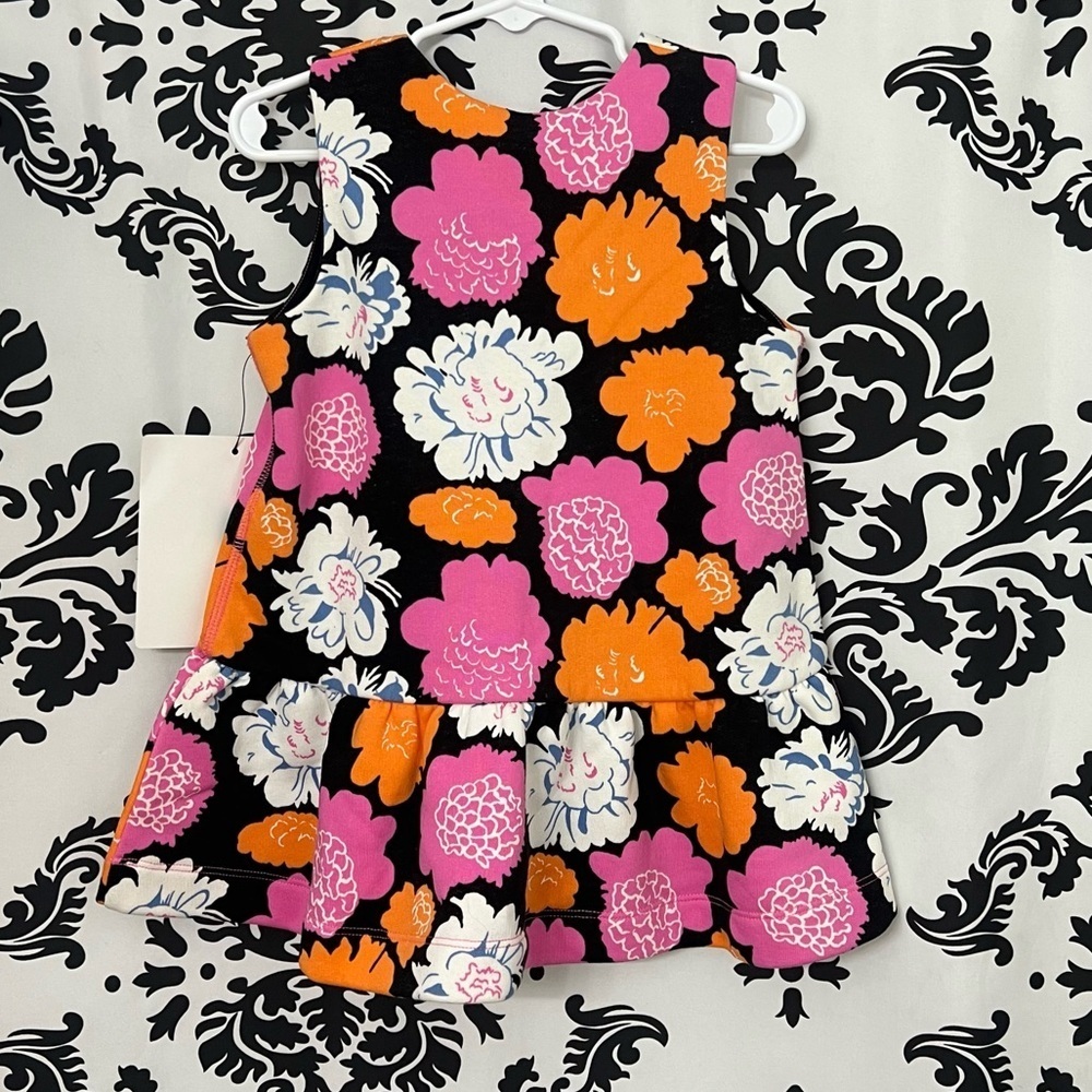 Vintage Marimekko Pink and Orange Floral Girls Dress